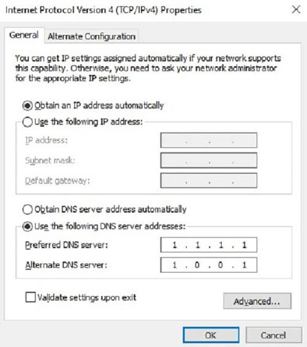 Cách đổi DNS vào web với máy tính hệ điều hành Windows